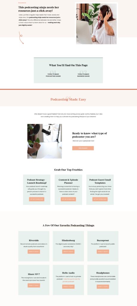 resource page design