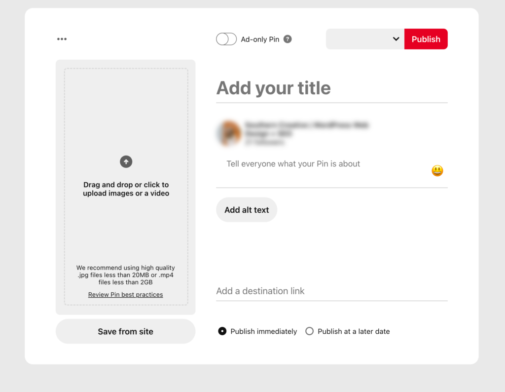 pinterest native scheduler screen shot showing schedule pin option