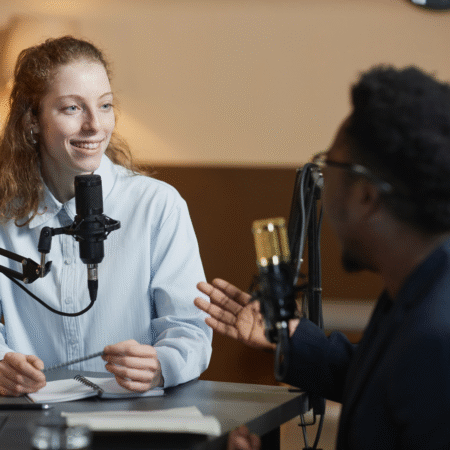podcast-guest-pitching-secrets-for-small-shows Podcast guest pitching interview recording session.