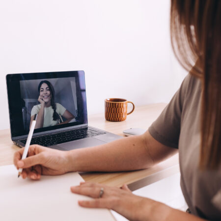 Podcast coaching session meeting virtually about podcast growth and strategic podcasting and SEO optimization